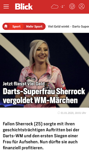 Blick: Darts-Superfrau Sherrock vergoldet WM-Märchen